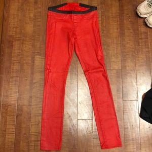 Helmut Lang Red Coated skinny jeans